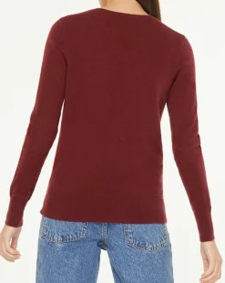 Pull 100% Cachemire Yocon col V rouge foncé-Galeries Lafayette Sale