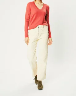 Femme Galeries Lafayette Pulls^Pull 100% Cachemire Yocon col V rouge rosé