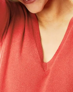 Femme Galeries Lafayette Pulls^Pull 100% Cachemire Yocon col V rouge rosé