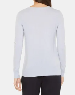 Pull 100% Cachemire Yocon col V bleu clair-Galeries Lafayette Best