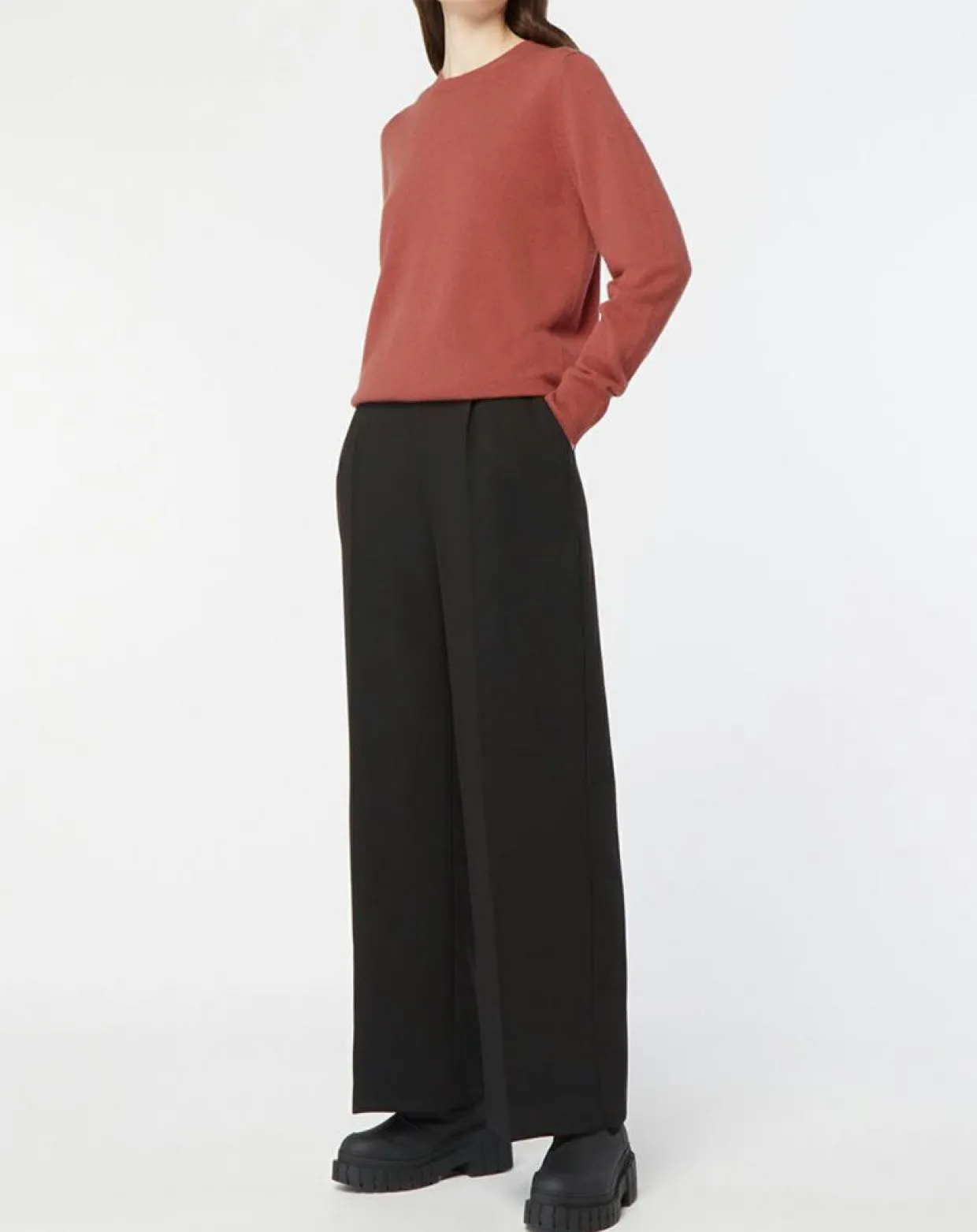 Pull 100% Cachemire Zabri col rond bois de rose-Galeries Lafayette