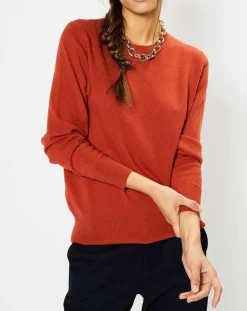 Pull 100% Cachemire Zabri col rond orange foncé-Galeries Lafayette Hot