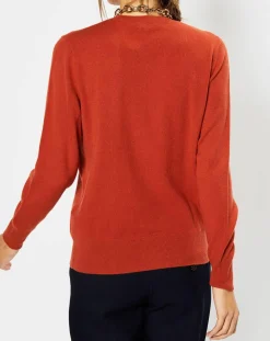 Pull 100% Cachemire Zabri col rond orange foncé-Galeries Lafayette Hot