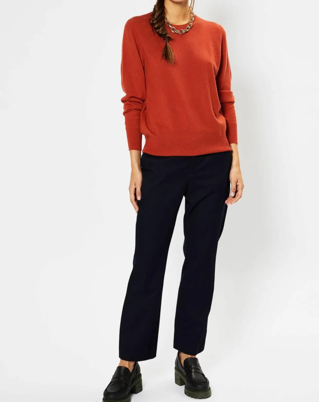 Pull 100% Cachemire Zabri col rond orange foncé-Galeries Lafayette Hot