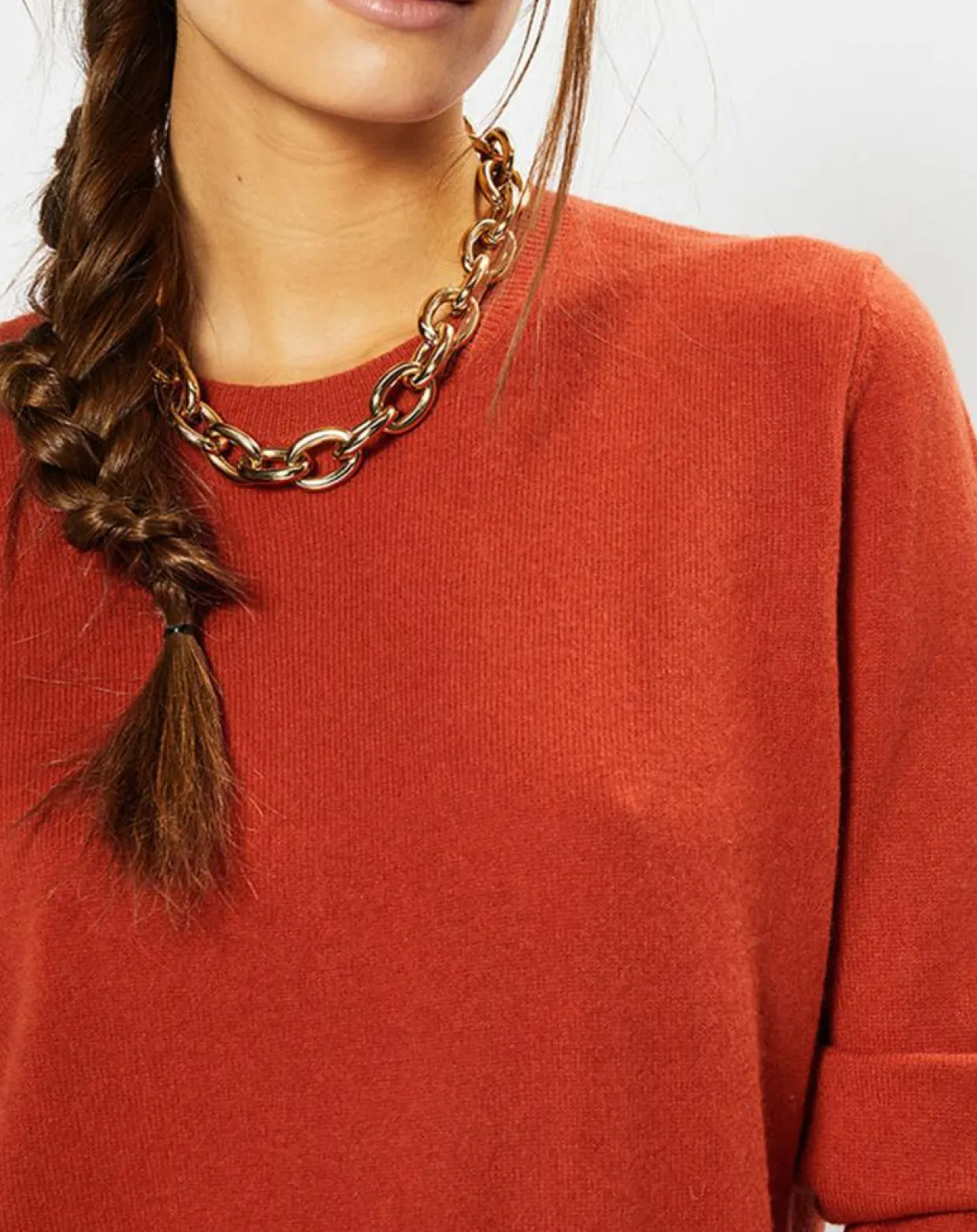 Pull 100% Cachemire Zabri col rond orange foncé-Galeries Lafayette Hot