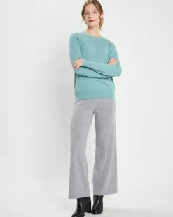 Pull 100% Cachemire Zabri col rond bleu/vert-Galeries Lafayette Online