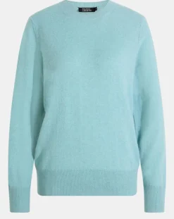 Pull 100% Cachemire Zabri col rond bleu/vert-Galeries Lafayette Online