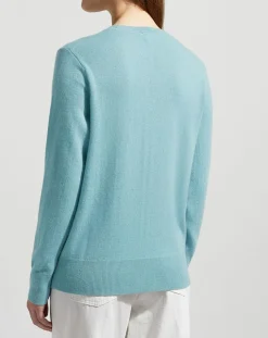 Pull 100% Cachemire Zabri col rond bleu/vert-Galeries Lafayette Online