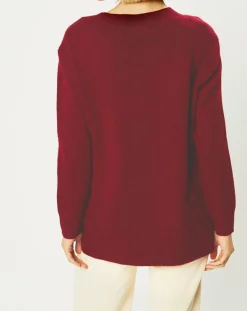 Femme Galeries Lafayette Pulls^Pull 100% Cachemire Zoé col V profond rouge foncé