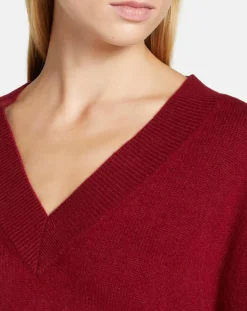 Femme Galeries Lafayette Pulls^Pull 100% Cachemire Zoé col V profond rouge foncé