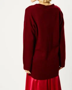 Femme Galeries Lafayette Pulls^Pull 100% Cachemire Zoé col V profond rouge foncé