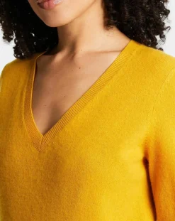 Femme Galeries Lafayette Pulls^Pull 100% Cachemire Zocon col V jaune