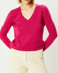 Femme Galeries Lafayette Pulls^Pull 100% Cachemire Zocon col V rose
