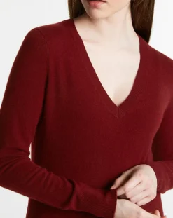 Pull 100% Cachemire Zocon col V rouge foncé-Galeries Lafayette Online