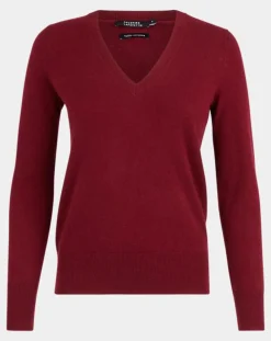 Pull 100% Cachemire Zocon col V rouge foncé-Galeries Lafayette Online