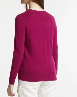 Pull 100% Cachemire Zocon col V violet-Galeries Lafayette Clearance