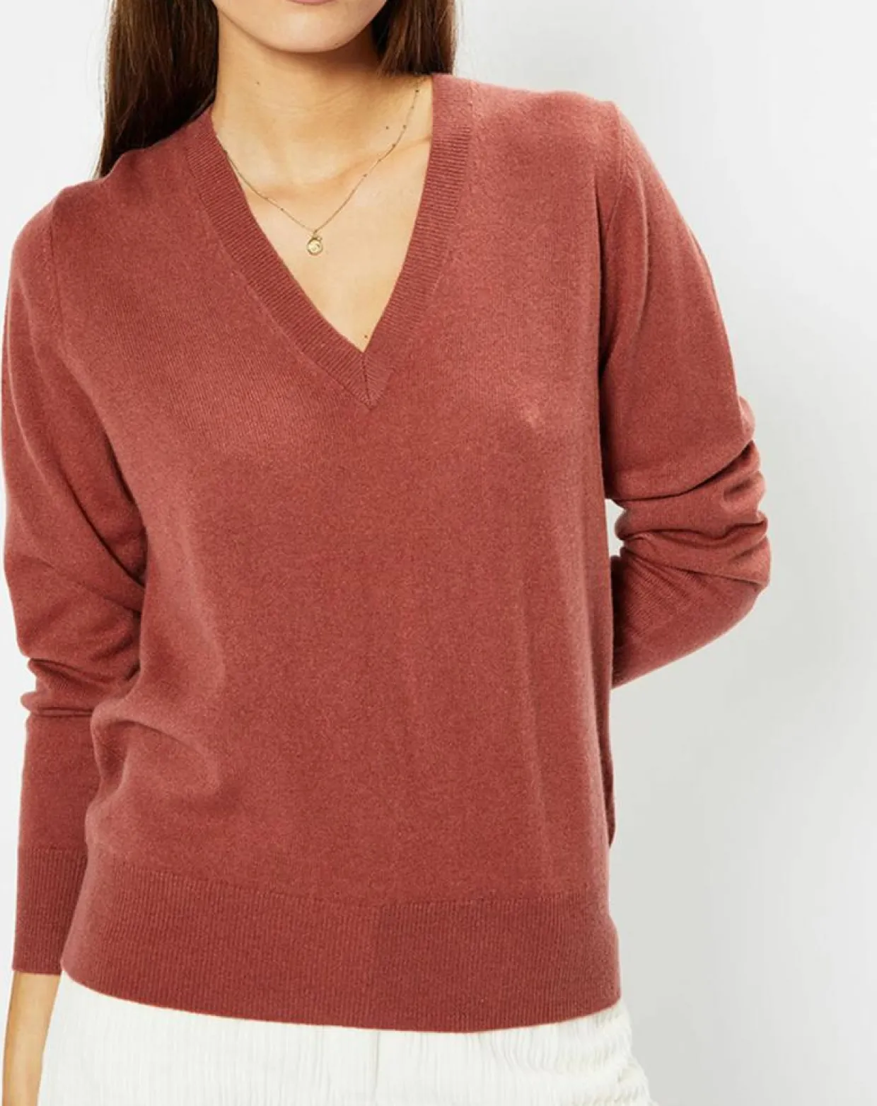 Femme Galeries Lafayette Pulls^Pull 100% Cachemire Zocon col V bois de rose