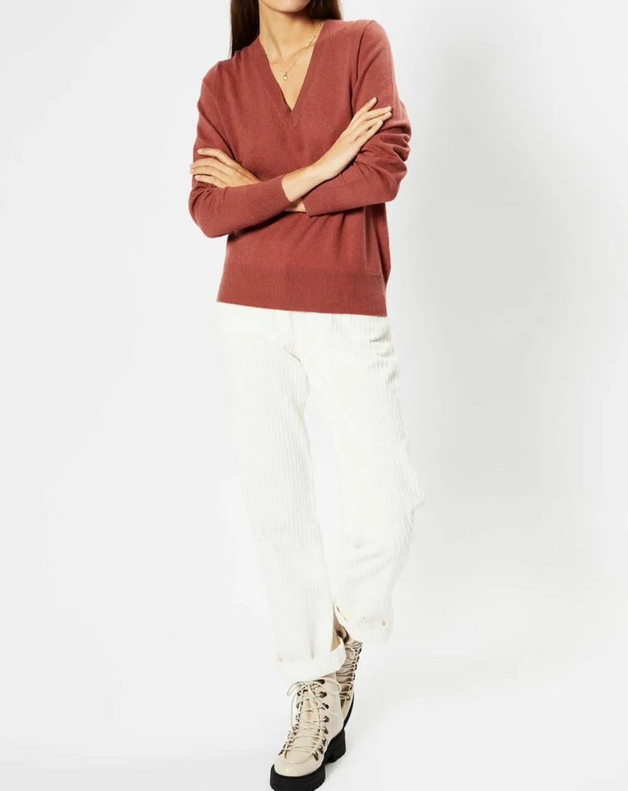 Femme Galeries Lafayette Pulls^Pull 100% Cachemire Zocon col V bois de rose