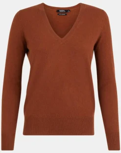 Femme Galeries Lafayette Pulls^Pull 100% Cachemire Zocon col V marron