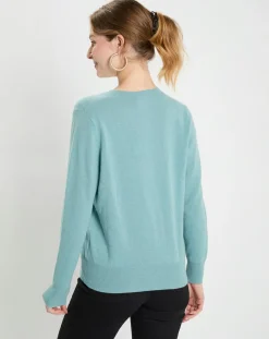 Femme Galeries Lafayette Pulls^Pull 100% Cachemire Zocon col V bleu/vert