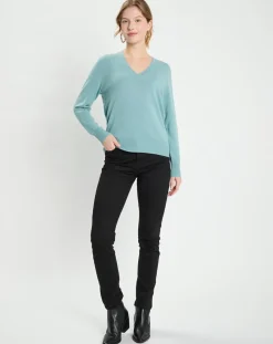 Femme Galeries Lafayette Pulls^Pull 100% Cachemire Zocon col V bleu/vert