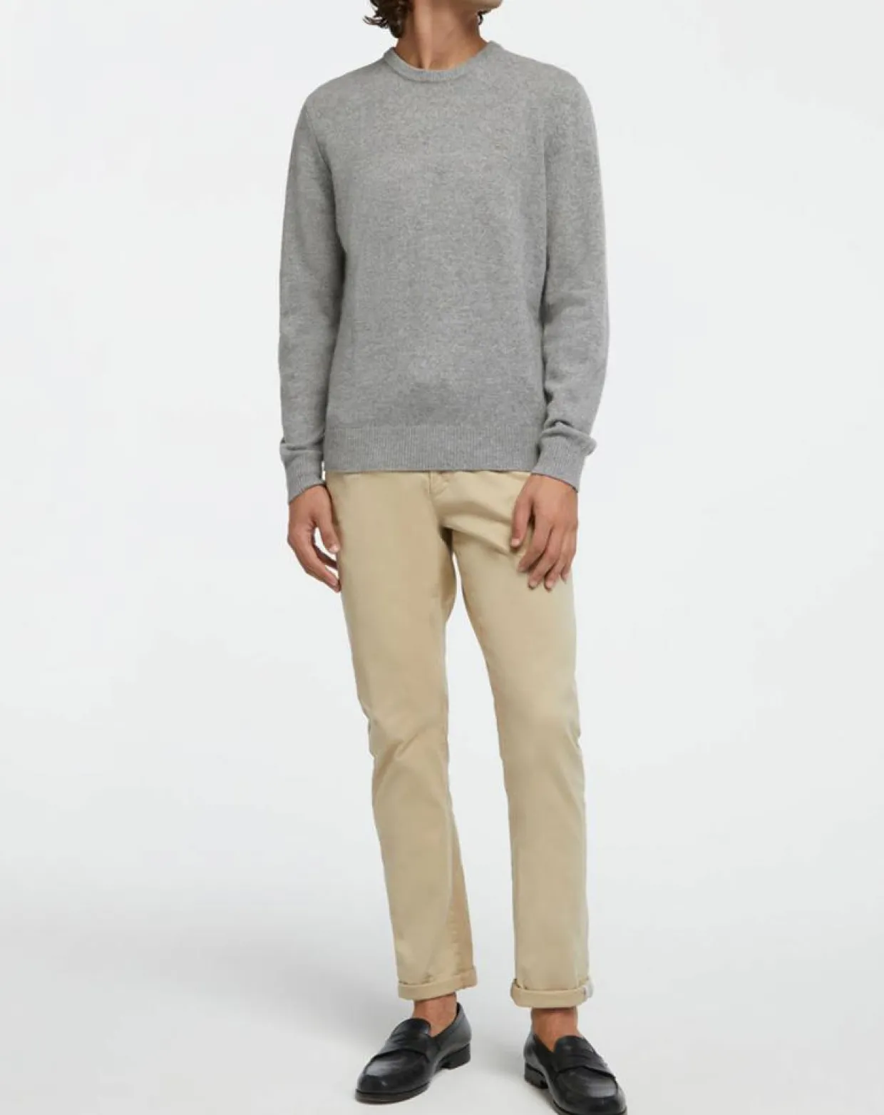 Homme Hackett London Pulls^Pull 100% Laine d'agneau col rond gris moyen