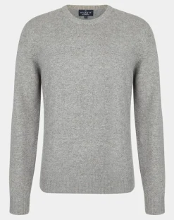 Homme Hackett London Pulls^Pull 100% Laine d'agneau col rond gris moyen