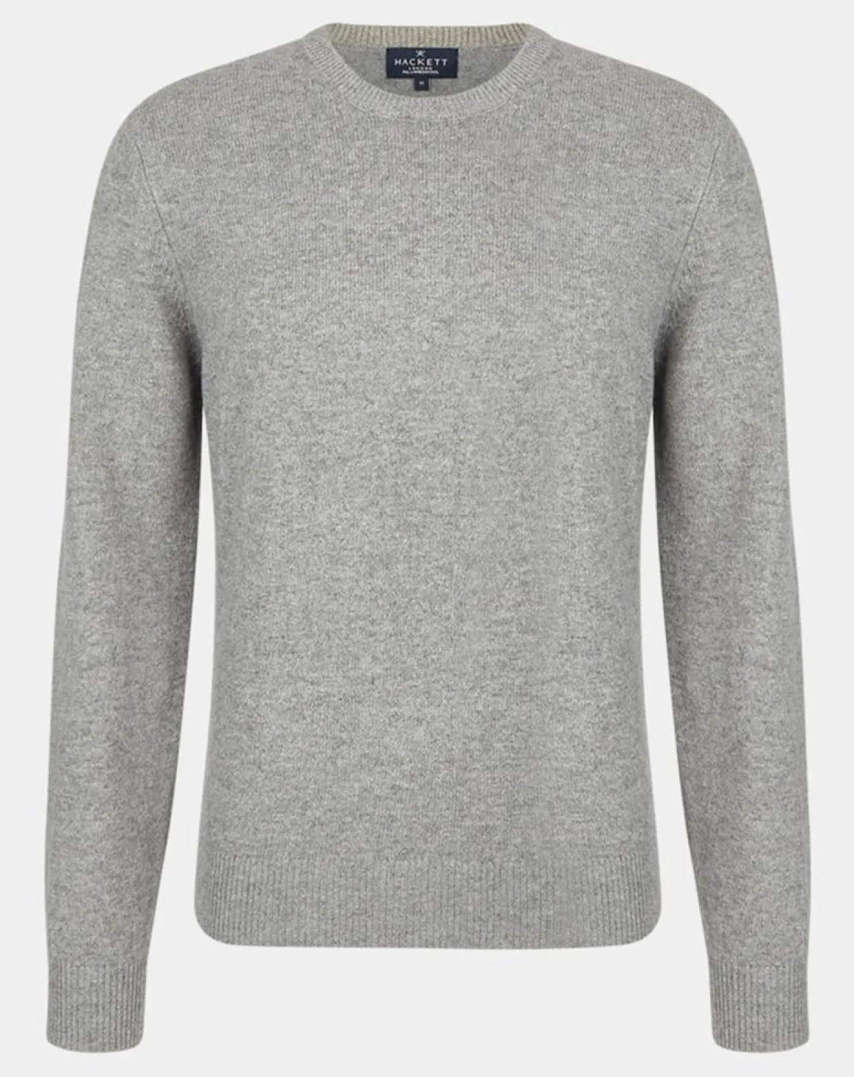 Homme Hackett London Pulls^Pull 100% Laine d'agneau col rond gris moyen
