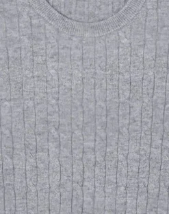 Pull 100% Laine d'agneau col rond Cable gris clair-Hackett London New