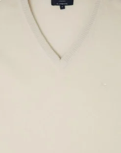 Pull 100% Laine d'agneau col V écru-Hackett London Clearance
