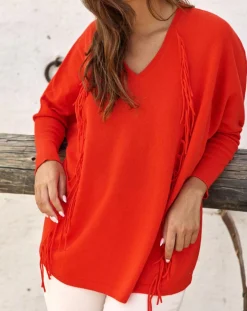 Femme Lauren Vidal Pulls^Pull 100% Laine Naomi orange