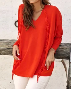 Femme Lauren Vidal Pulls^Pull 100% Laine Naomi orange
