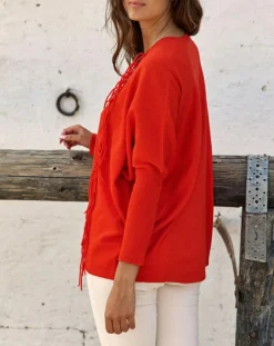 Femme Lauren Vidal Pulls^Pull 100% Laine Naomi orange