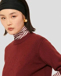 Femme Tara Jarmon Pulls^Pull 100% Laine Preppy bordeaux