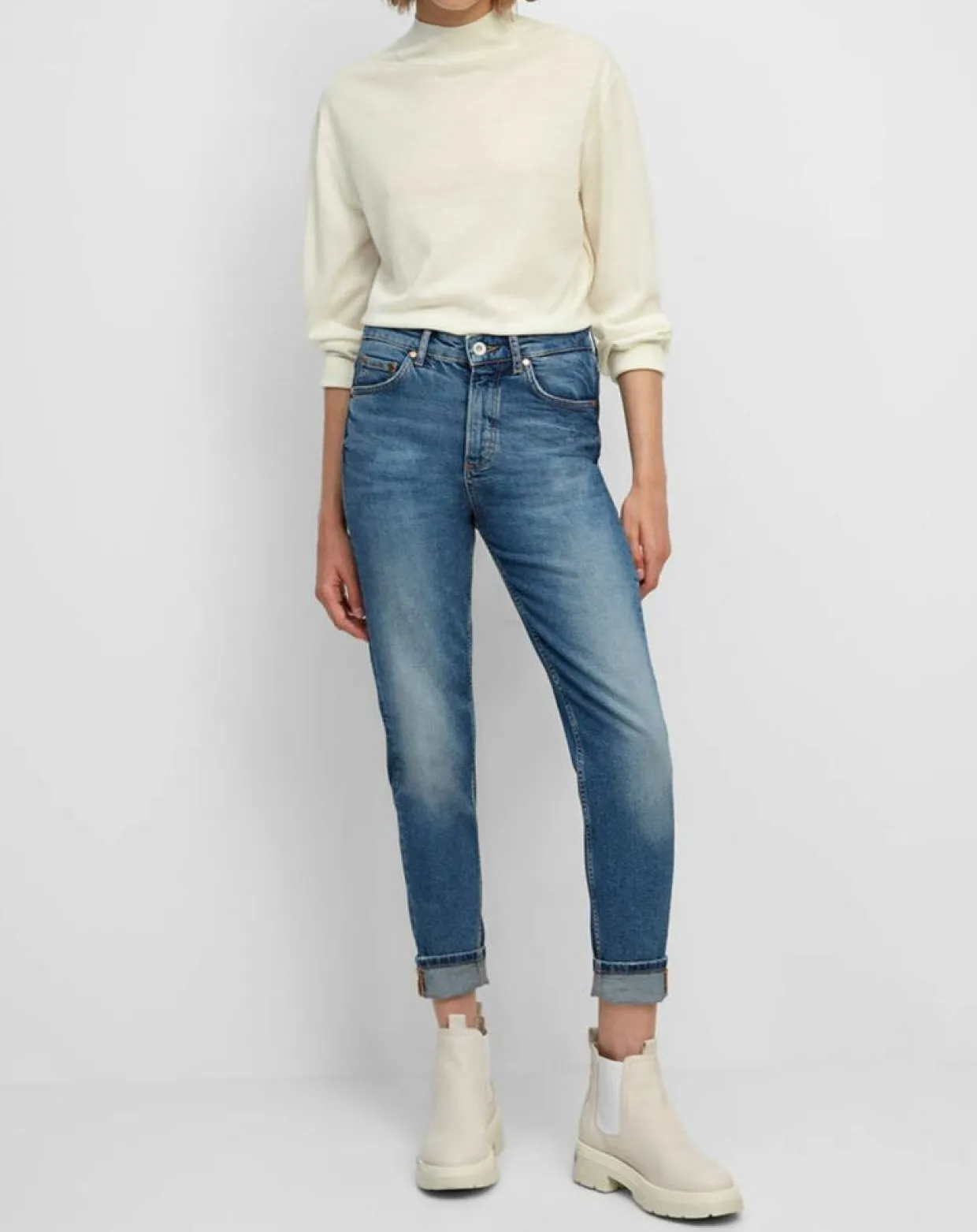 Pull 100% Laine vierge Col montant écru-Marc O'Polo Online