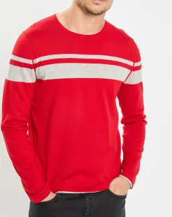 Homme Marc O'Polo Pulls^Pull à rayures rouge/gris