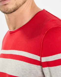 Homme Marc O'Polo Pulls^Pull à rayures rouge/gris