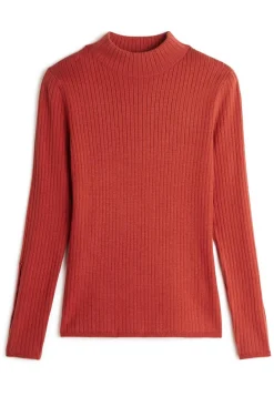 Pull, Abelle col montant ouvertures orange rouille-Rodier Sale