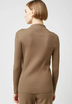 Pull, Abelle col montant ouvertures marron camel-Rodier