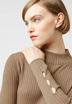 Pull, Abelle col montant ouvertures marron camel-Rodier