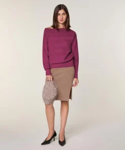Pull Alanis 100% laine jacquard rose fuchsia-Rodier Clearance