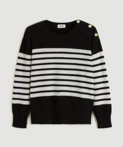 Pull Albane, mariniere, boutons noir-Rodier Hot