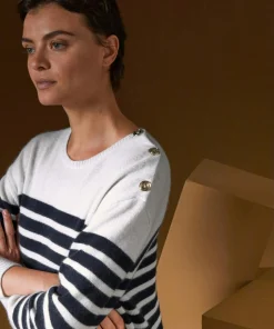 Pull Albane, mariniere, boutons blanc-Rodier Clearance
