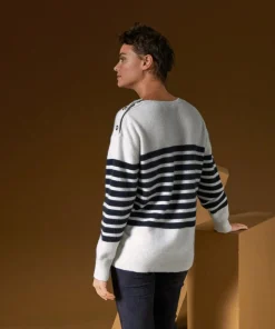Pull Albane, mariniere, boutons blanc-Rodier Clearance