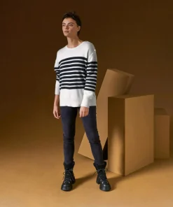 Pull Albane, mariniere, boutons blanc-Rodier Clearance
