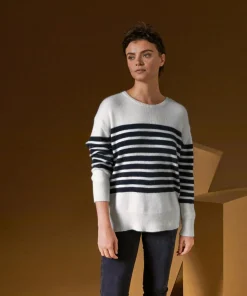 Pull Albane, mariniere, boutons blanc-Rodier Clearance