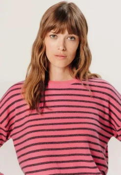 Femme Rodier Pulls^Pull Aliénor 100% Cachemire col rond, rayé orange corail