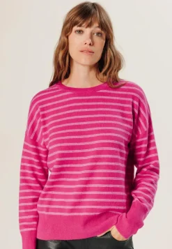 Femme Rodier Pulls^Pull Aliénor 100% Cachemire col rond rayé rose tonique