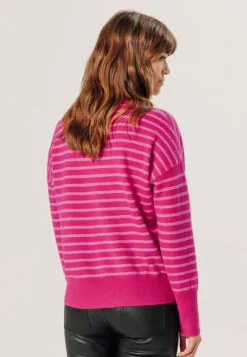 Femme Rodier Pulls^Pull Aliénor 100% Cachemire col rond rayé rose tonique