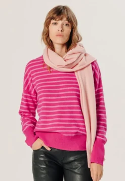 Femme Rodier Pulls^Pull Aliénor 100% Cachemire col rond rayé rose tonique